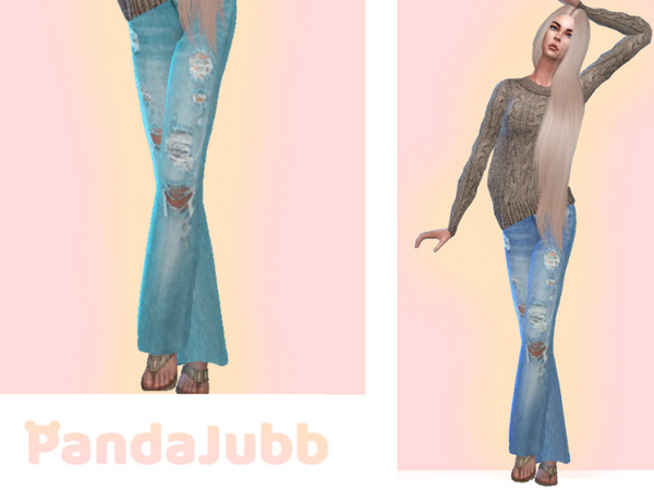 Sims 4 — Ripped Jeans-001 by PandaJubb — These jeans retro chic and perfect for Summer! They come in seven different