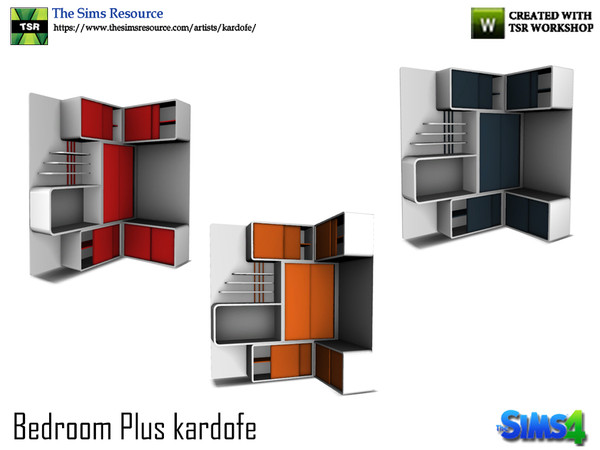 Sims 4 — kardofe_Bedroom Plus_Dresser by kardofe — Wardrobe with doors and shelves in three color options 