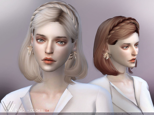 Sims 4 — WINGS-OE0111 by wingssims — This hair style has 20 kinds of color File size is about 12MB Hope you like it!