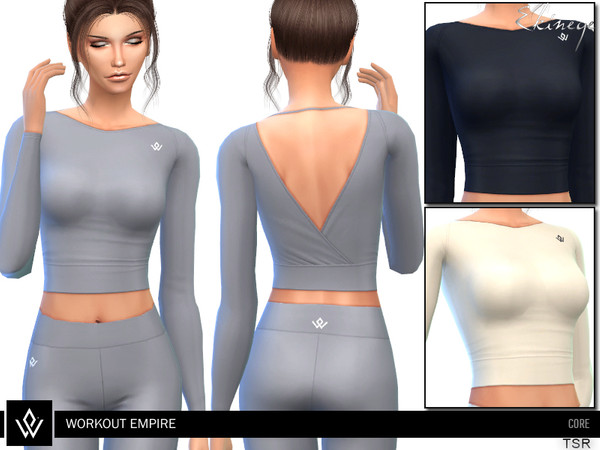 Sims 4 — Workout Empire - Core - Longsleeve V-Back Top by ekinege — Workout Empire - Core collection item
