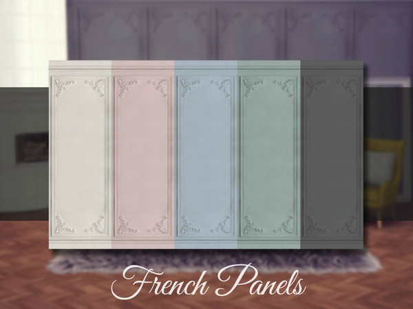 Sims 4 — French Panels by Sooky2 — A French styled panel wall in elegant and pastel colors. It comes in 5 swatches.