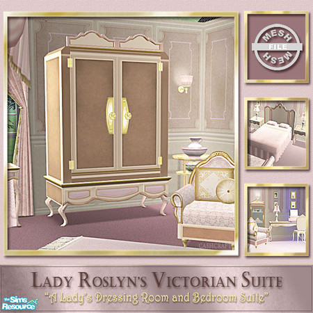 Sims 2 — Lady Roslyn\'s Victorian Suite Armoire by Cashcraft — A Victorian Lady\'s Dressing Room and Bedroom Suite--an