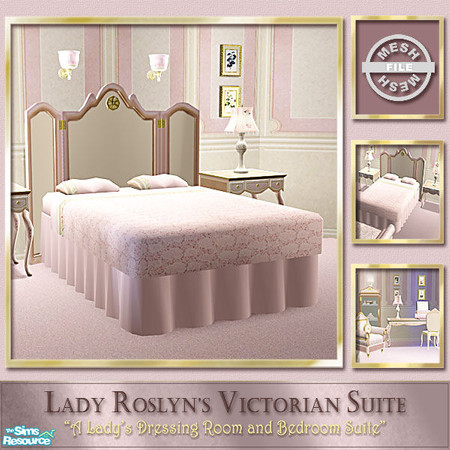 Sims 2 — Lady Roslyn\'s Victorian Suite Bedframe by Cashcraft — A Victorian Lady\'s Dressing Room and Bedroom Suite--an