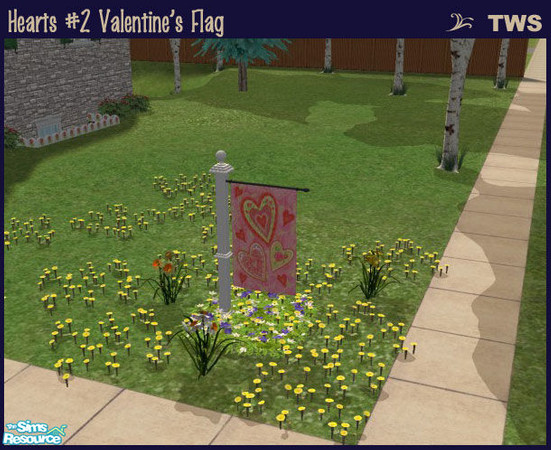 Sims 2 — Hearts #2 Valentine\'s Flag by wildstar24 — Features a collage of large and small hearts.