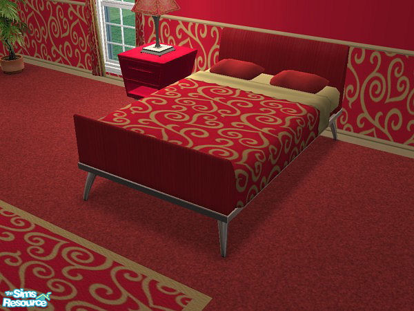 Sims 2 — Be Mine Bedroom Set - Red Bedframe by hatshepsut — Part of the Be Mine Bedroom set.