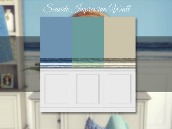 Sims 4 — Seaside Impression Wall by Sooky2 — A new coastal wall for your beach and seaside houses! It comes in 3 swatches