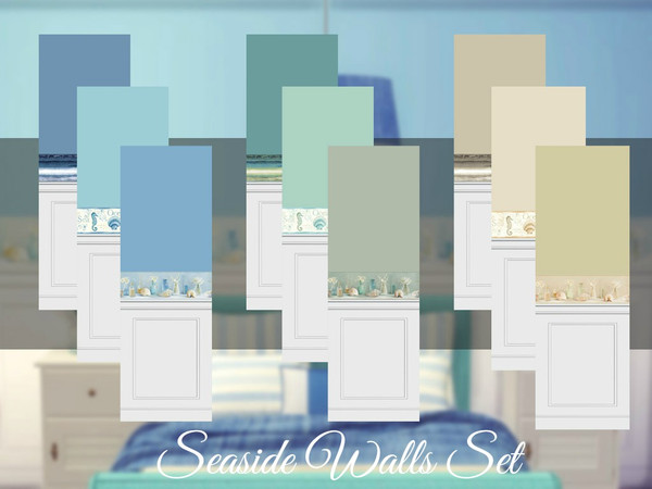 Sims 4 — Seaside Walls Set  by Sooky2 — This set is perfect for your beach and coastal houses! It has 3 tipes of walls,