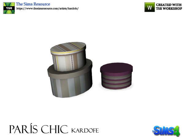 Sims 4 — Paris Chic Boxes by kardofe — Three beautiful hat boxes