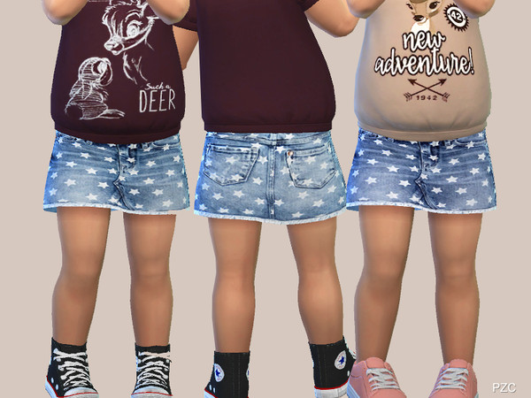 Sims 4 — Denim mini skirt for toddler No.2 by Pinkzombiecupcakes — Super cute denim skirt for your little girls.