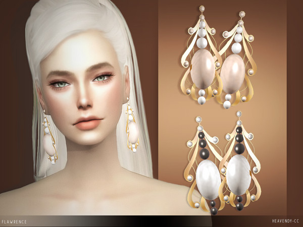 Sims 4 — Flawrence Earrings - Heavendy-cc by Enriques4 — New Mesh 8 Swatches All Lods HQ Compatible Found in Earrings