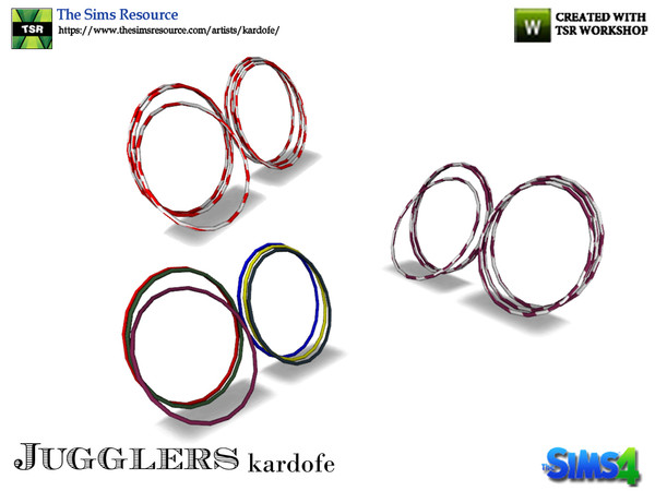 Sims 4 — kardofe_Jugglers_Hula hoop by kardofe — Group of hula hoops leaning against the wall, three color options. To