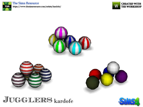 Sims 4 — kardofe_Jugglers_Juggling balls by kardofe — Group of 6 juggling balls, in three color options 