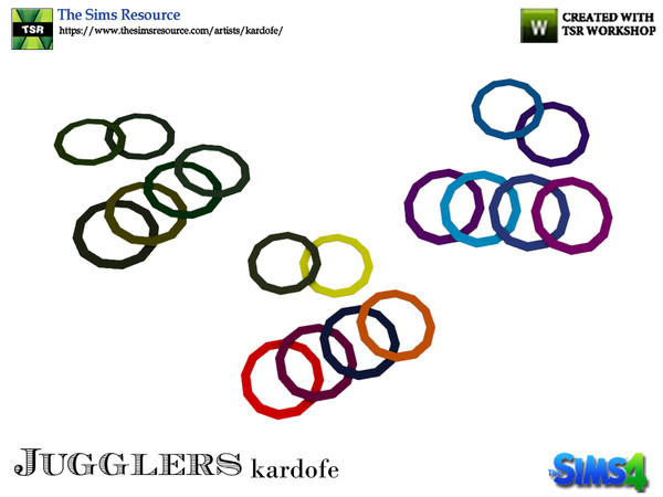 Sims 4 — kardofe_Jugglers_Juggling rings by kardofe — Group juggling rings, three color options 