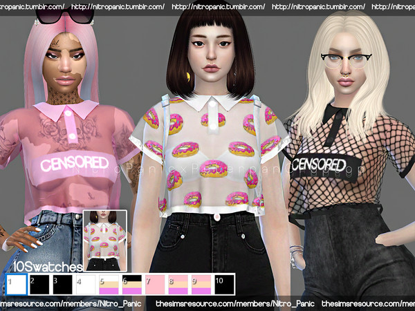 Sims 4 — NP x Peterpan CropTop Transparent by Nitro_Panic — New mesh, 10 Swatches. Base and HQ my Tumblr