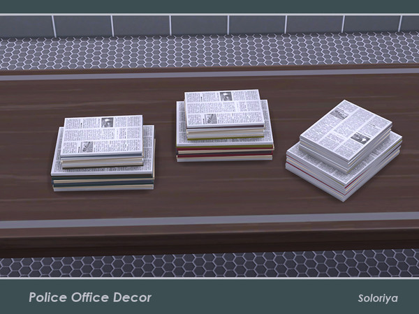 Sims 4 — Police Office Decor. Newspapers and Magazines. by soloriya — A stack of newspapers and magazines. Part of Police