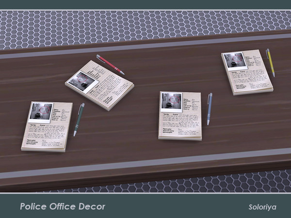 Sims 4 — Police Office Decor. Documents with Pencil by soloriya — Documents with a photo and pencil. Part of Police