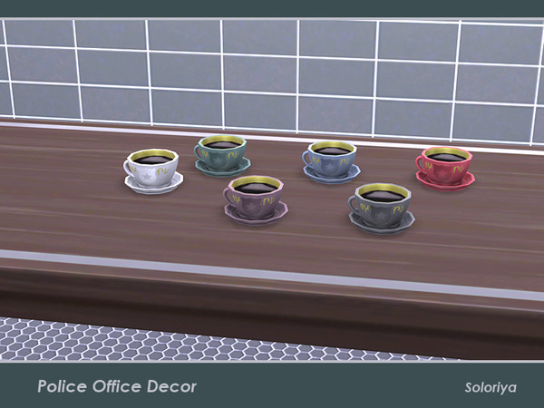 Sims 4 — Police Office Decor. Cup of Coffee by soloriya — A cup of coffee with a small plate. Part of Police Office Decor