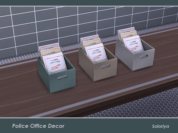 Sims 4 — Police Office Decor. Box with Documents by soloriya — Table office box with documents. Part of Police Office