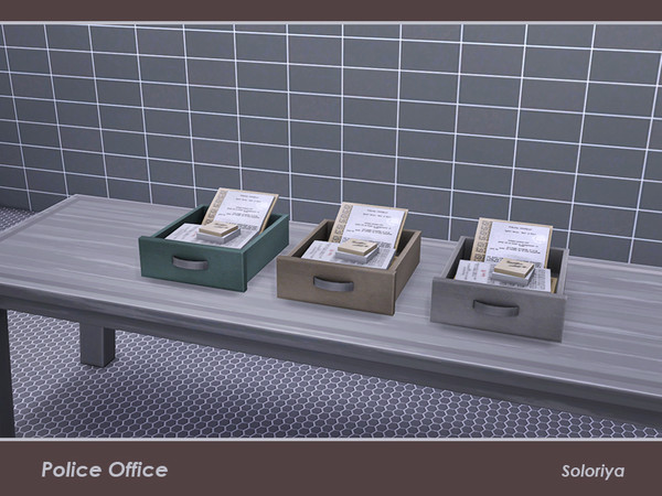 Sims 4 — Police Office. Desk Drawer by soloriya — Decorative desk drawer with papers and notes. Part of Police Office