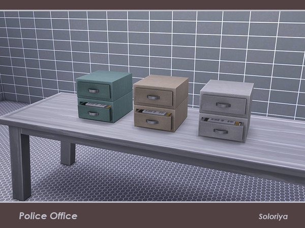 Sims 4 — Police Office. Office Box with Documents by soloriya — Decorative office box with open drawer and documents