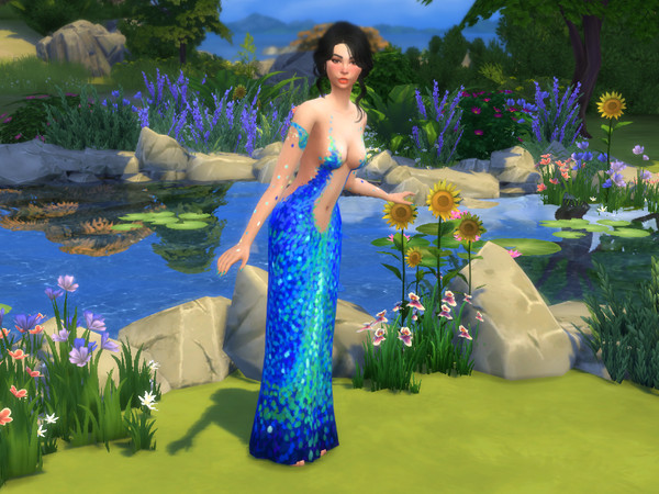 Sims 4 — Neptunian OutFit by ladyfancyfeast — Neptunian Gown and Gloves in 4 stunning vibrant colors. This outfit