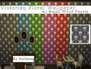 Sims 4 — Victorian Floral Wallpaper with Small Wood Panels by Walldawg — Victorian wallpaper with a floral motif,