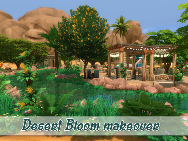 Sims 4 — Desert Bloom Makeover by dj0uliia — Makeover of Desert Bloom parc of Oasis Springs. Natural swimmingpool, chess,