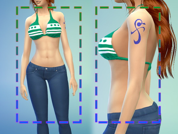 Sims 4 — Nami Bikini Top by Azumi613 — Nami's trade make after 2 years Top bikini outfit and tattoo.
