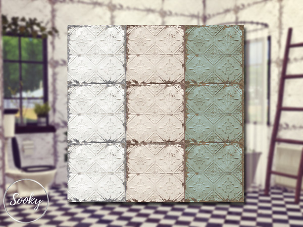 Sims 4 — Worn Tiles #2 by Sooky2 — Worn tiles wall for your old and industrial lots. It comes in 3 swatches and in all 3