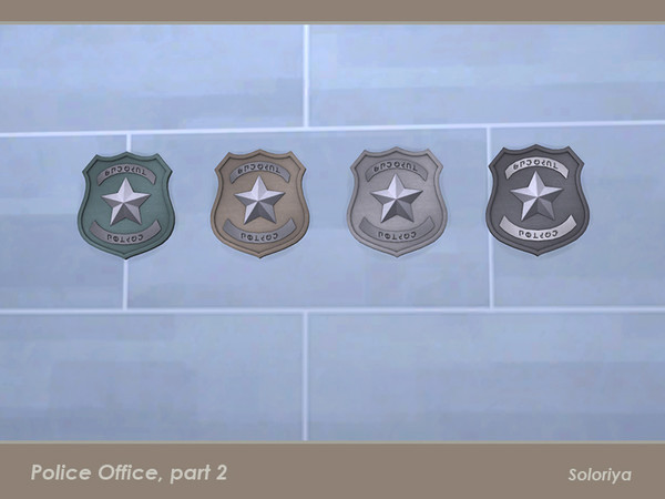 Sims 4 — Police Office, part 2. Police Badge by soloriya — Police badge, wall version. Part of Police Office Part 2 set.