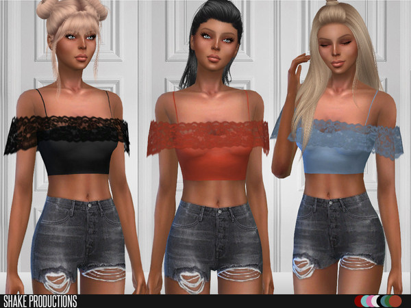 Sims 4 — ShakeProductions 131 Top by ShakeProductions — Tops/Blouses New Mesh All LODs Handpainted 15 Colors