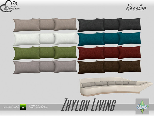 Sims 4 — Living Zhylon Recolor Pillow for Sofa right velour by BuffSumm — Part of the *Livingroom Zhylon Set* Created by