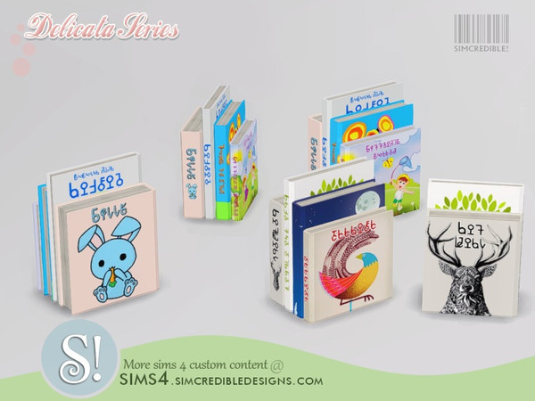Sims 4 — Delicata Kids books by SIMcredible! — by SIMcredibledesigns.com available at TSR 3 colors variations