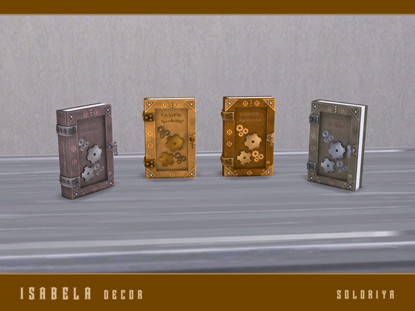 Sims 4 — Isabel Decor. Book by soloriya — Book with industrial details and gems. Part of Isabela Decor set. 4 color