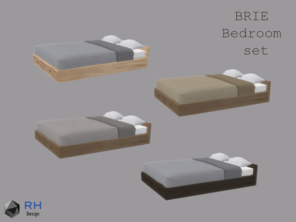 Sims 4 — Brie Modern Wooden Bed by RightHearted — The frame constructed from solid acacia wood that holds history in its