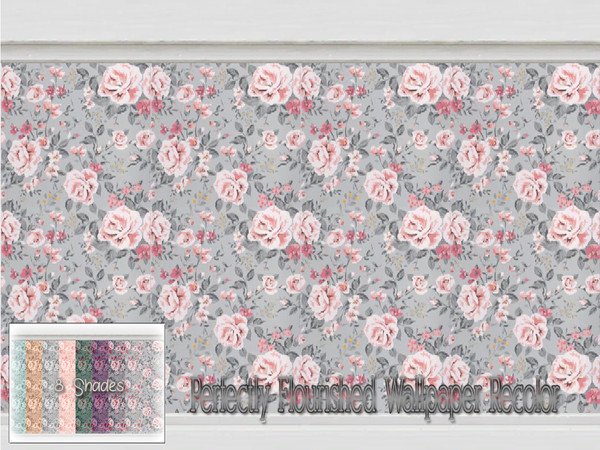 Sims 4 — Perfectly Flourished Wallpaper Recolor by Beatrice_e — A colourful floral wallpaper, in 8 different shades this