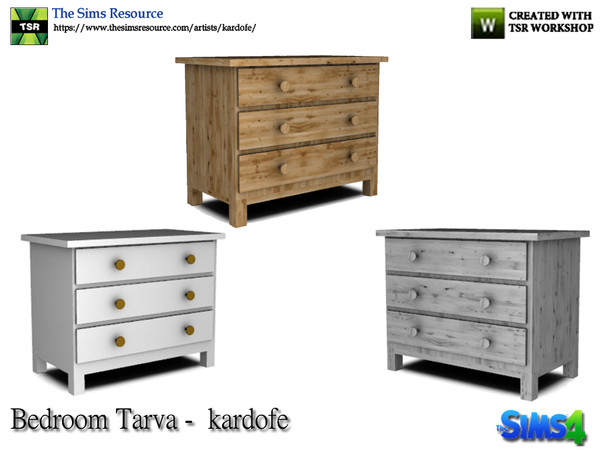 Sims 4 — kardofe_Bedroom Tarva_Chest of drawers by kardofe — Comfortable with three large drawers, in three color options