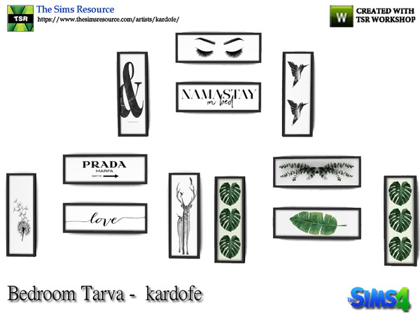 Sims 4 — kardofe_Bedroom Tarva_Composition frame by kardofe — Composition of four frames with a frame in three different