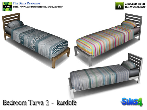 Sims 4 — kardofe_Bedroom Tarva_Bed single by kardofe — Single bed, inspired by the Ikea Tarva bed, in three color options