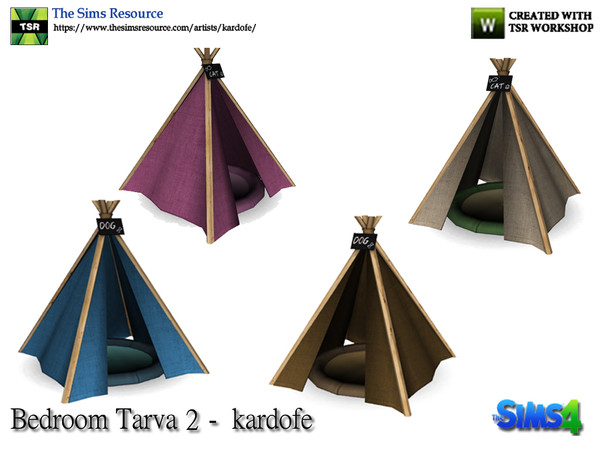 Sims 4 — kardofe_Bedroom Tarva_Small pet bed by kardofe — Bed for small pets, inspired by an Indian tepee, in four