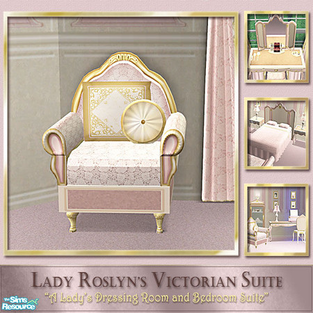 Sims 2 — Lady Roslyn\'s Victorian Arm Chair by Cashcraft — A Victorian Lady\'s Dressing Room and Bedroom Suite--an