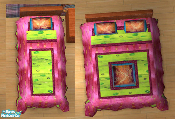 Sims 2 — Indian Inspired Living III - Bedding by Simaddict99 — matching Indian silk bedding.