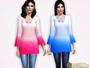 Sims 3 — Ombre Silk Tunic with Beading by Harmonia — 4 Colors - not recolored Please do not use my textures. Please do
