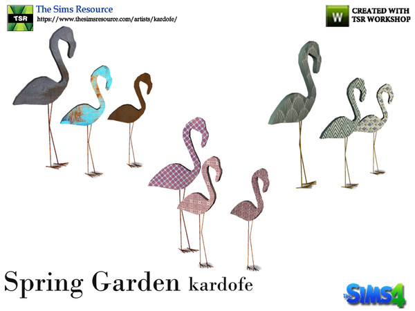 Sims 4 — kardofe_Spring Garden_Flamingos by kardofe — Silhouettes of three flamingos, decorative, in three color options 