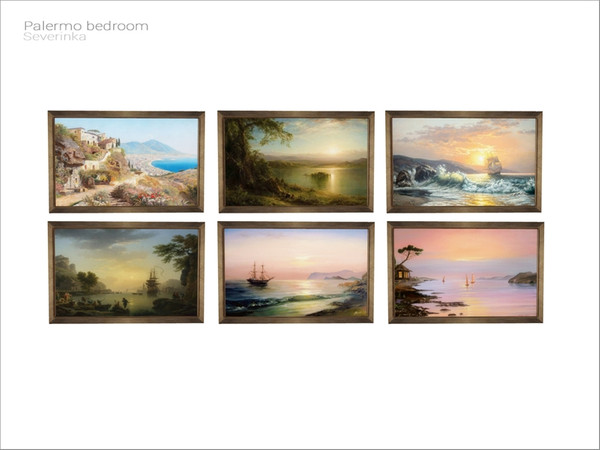 Sims 4 — [Palermo bedroom] - painting by Severinka_ — Paintings with seascapes From the set 'Palermo bedroom' Build / Buy