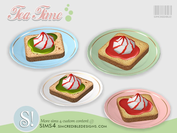 Sims 4 — Tea Time toast *decor* by SIMcredible! — by SIMcredibledesigns.com available at TSR 4 colors variations