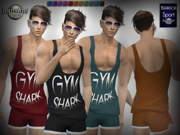 Sims 4 — Brandon sport by jomsims — Brandon sport collection in 11 shades. short and top gym shark Happy simming! New