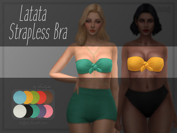 Sims 4 — Trillyke - Latata Strapless Bra by Trillyke — A strapless bikini top. - Comes in 10 solid swatches - Base game