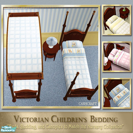 Sims 2 — Victorian Bedding - Dark & Blue Canopy by Cashcraft — Bed, Bedding, and Canopy to match each of the