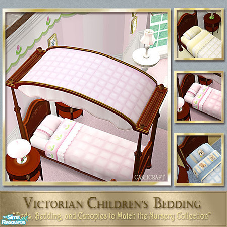 Sims 2 — Victorian Bedding - Dark & Pink Canopy by Cashcraft — Bed, Bedding, and Canopy to match each of the